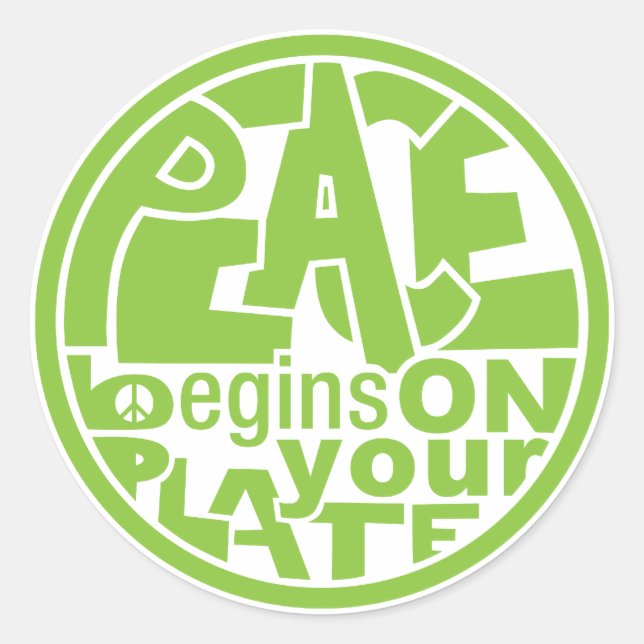 Sticker Rond Vegan Slogan Paix Commence Sur Votre Plaque (Devant)