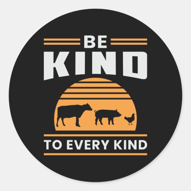 Sticker Rond Veganism Vegan Veggie Animaux Droits Drôle Cadeau (Devant)