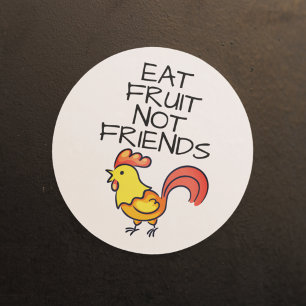 Sticker Rond Vegas manger des fruits pas amis joli coq