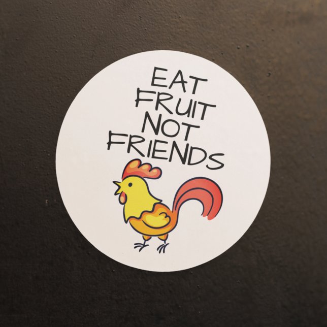 Sticker Rond Vegas manger des fruits pas amis joli coq (Créateur téléchargé)