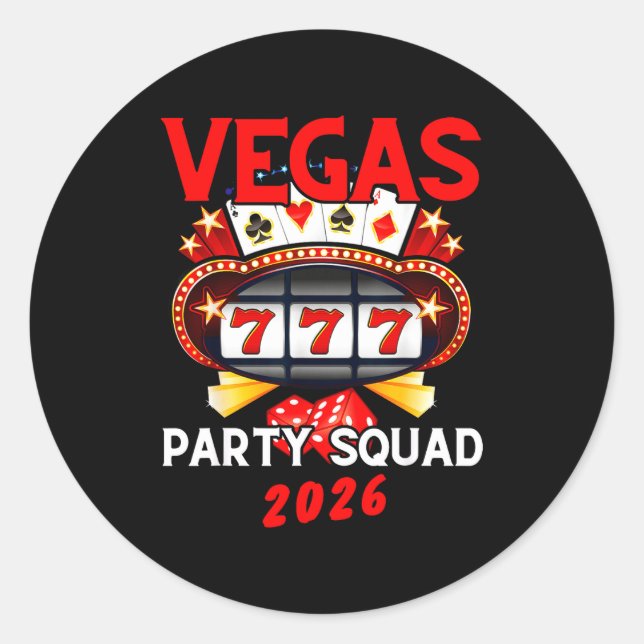 Sticker Rond Vegas Squad Party 2026 Las Vegas Family Trip Group (Devant)