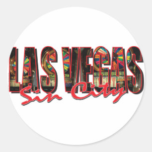 Sticker Rond VEGAS WORD et Sin City