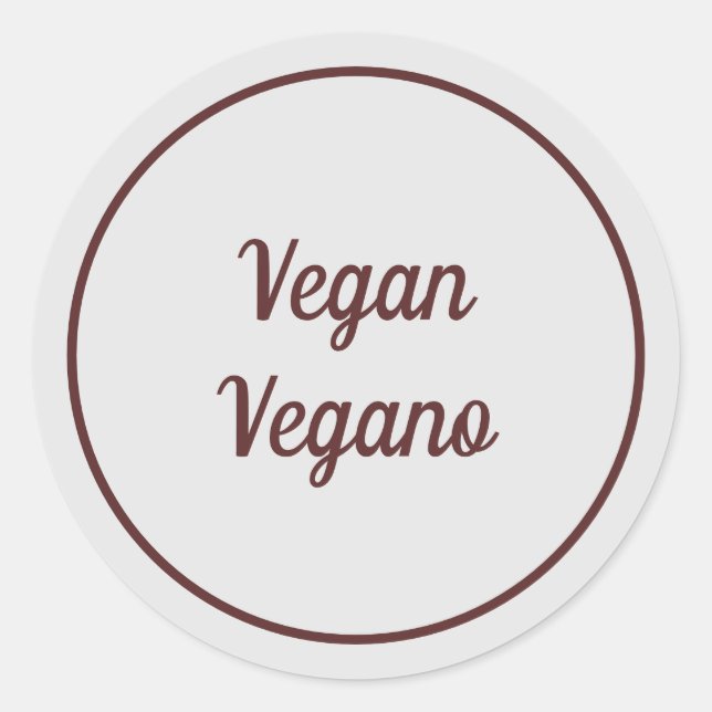 Sticker Rond Végétan clair bilingue (Vegano) simple (Devant)