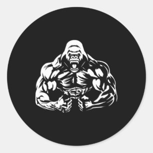 Sticker Rond Végétan Fitness Gorilla Vêtement d'entraînement Un