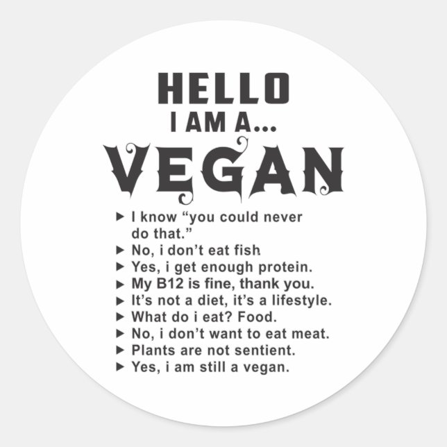 Sticker Rond Vegetarian Vegetarian Vegetables Véganisme Funny C (Devant)