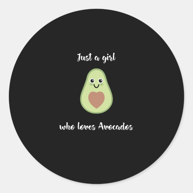 Sticker Rond Végétarien - Juste Une Fille Qui Aime Les Avocados (Devant)