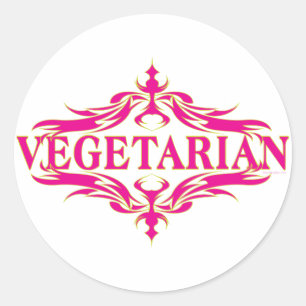 Sticker Rond Végétarien rose
