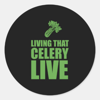 Sticker Rond Végétarien Vivant Que Céleri Vit