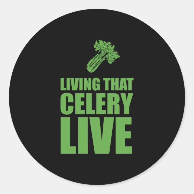 Sticker Rond Végétarien Vivant Que Céleri Vit (Devant)