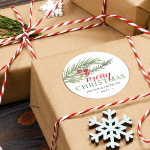 Sticker Rond Végétation de Noël festive