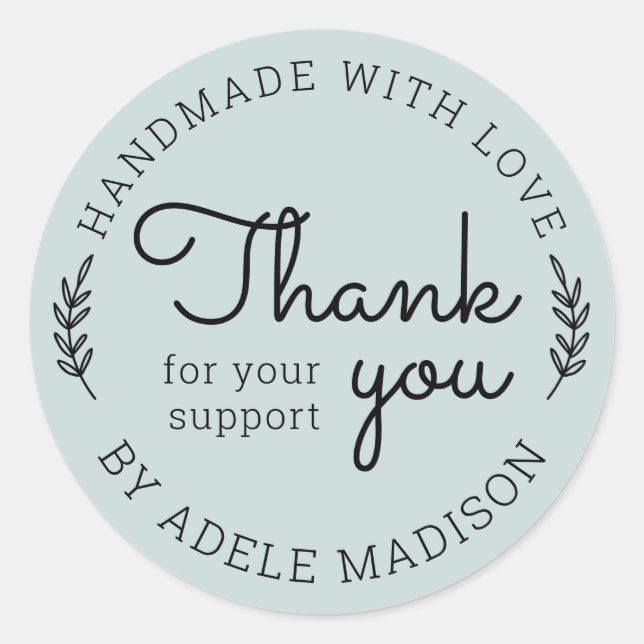 Sticker Rond Végétation Faite Maison Avec Amour Merci (Devant)