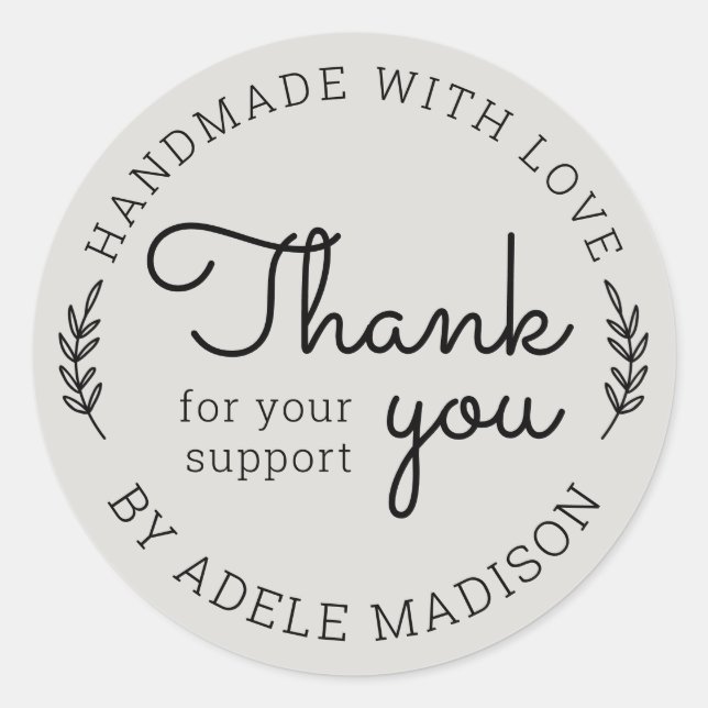 Sticker Rond Végétation Faite Maison Avec Amour Merci (Devant)