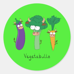 Sticker Rond Végétaux amusants Cute Cartoon Enfants