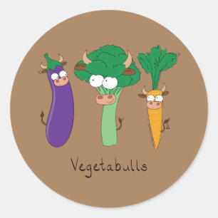 Sticker Rond Végétaux Bulls Légumes Bulls Amusants
