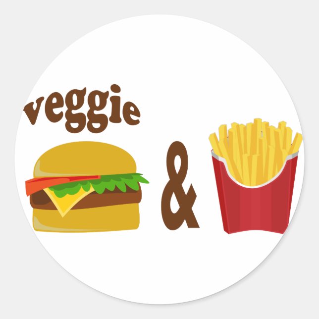 Sticker Rond Veggie Burger et Fries (Devant)