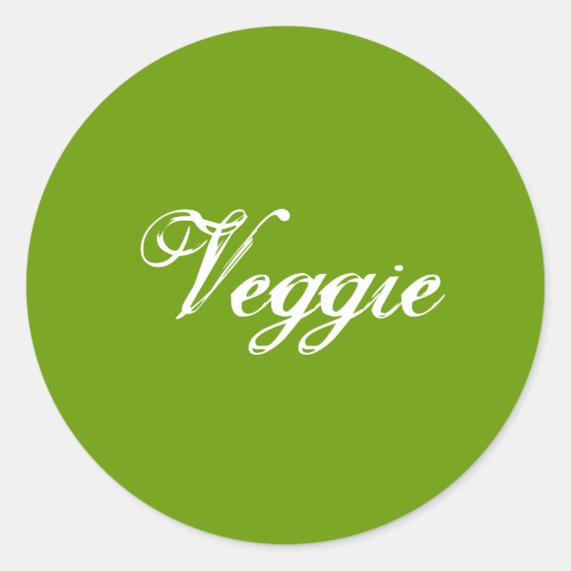 Sticker Rond Veggie. Green. Slogan. (Devant)