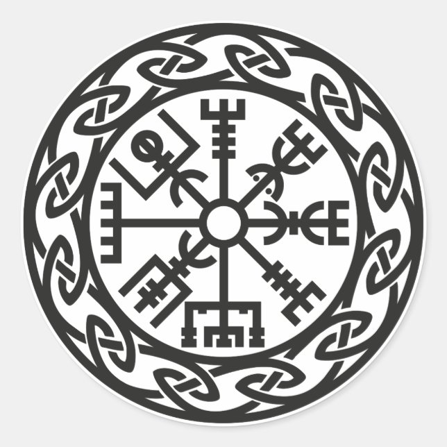 Sticker Rond Vegvísir, Islande, Charme du Voyageur, Protection (Devant)