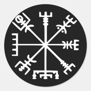 Sticker Rond Vegvísir (Viking Compass)