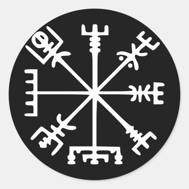 Sticker Rond Vegvísir (Viking Compass) (Devant)