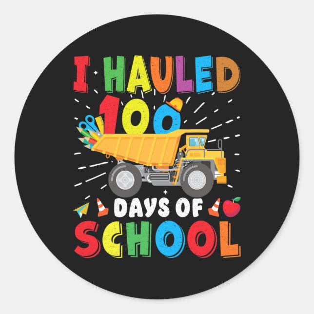 Sticker Rond Véhicule De Construction 100 Jours De Vêtements Sc (Devant)