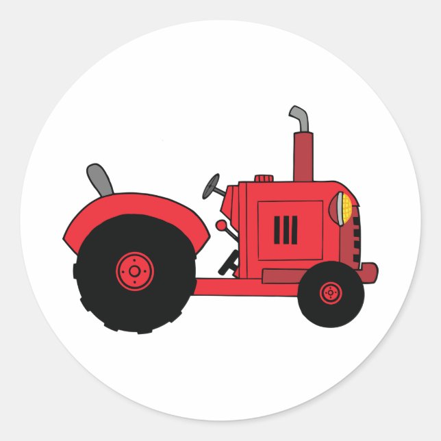 Sticker Rond Véhicule tracteur de ferme rouge (Devant)