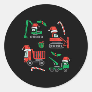 Sticker Rond Véhicules de construction de Noël pour enfants Cam
