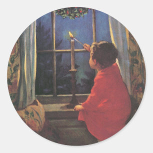 Sticker Rond Veille de Noël vintage par Jessie Willcox Smith