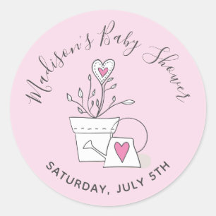 Sticker Rond Veilleuse Baby Shower Regarde-moi grandir Plante e