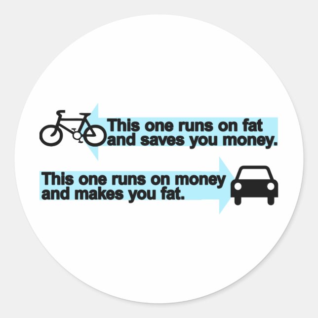Sticker Rond Vélo amusant contre voiture (Devant)