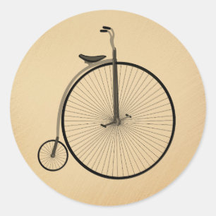 Sticker Rond Vélo Ancien à Grande Roue Rustique
