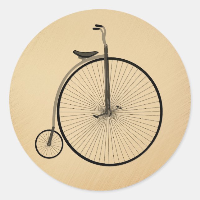 Sticker Rond Vélo Ancien à Grande Roue Rustique (Devant)