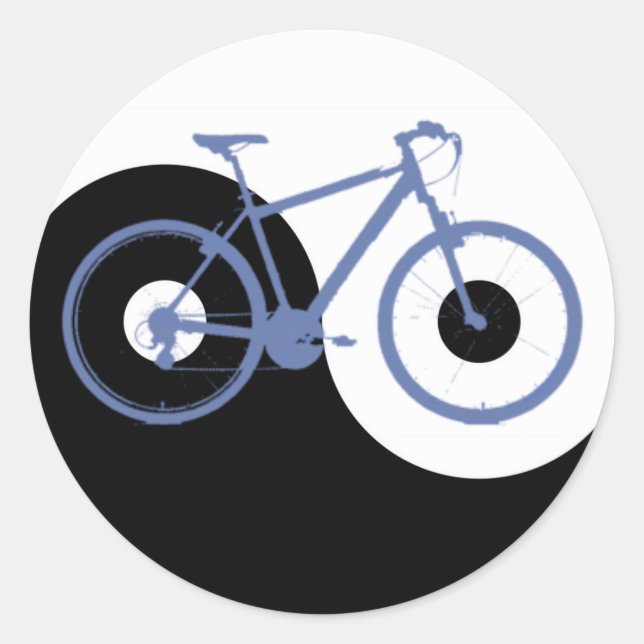 Sticker Rond Vélo bleu Yin Yang (Devant)