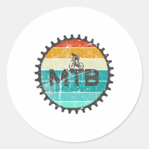 Sticker Rond Vélo de montagne vintage - Vélo rétro de descente