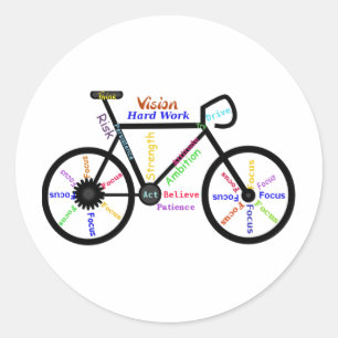 Sticker Rond Vélo de motivation, cycle, faisant du vélo, mots