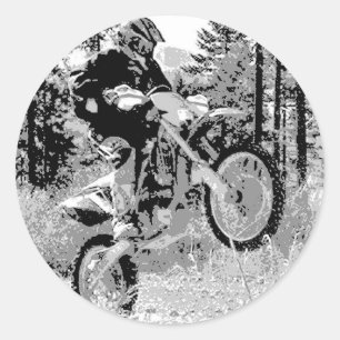 Sticker Rond Vélo de saleté roulant dans les bois