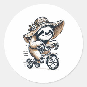 Sticker Rond Vélo d'équitation Sloth