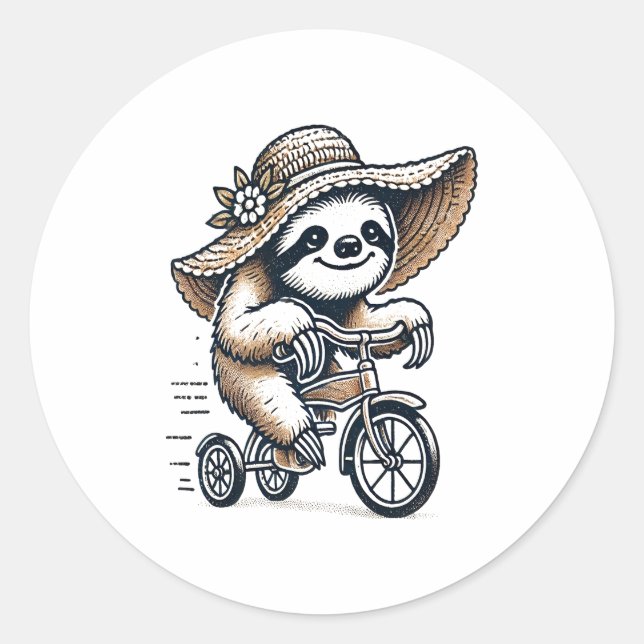 Sticker Rond Vélo d'équitation Sloth (Devant)