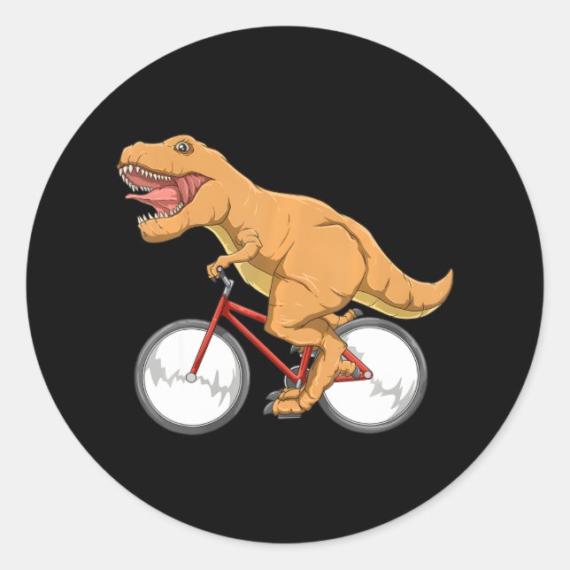 Sticker Rond Vélo Dinosaure T-Rex équitation VTT (Devant)