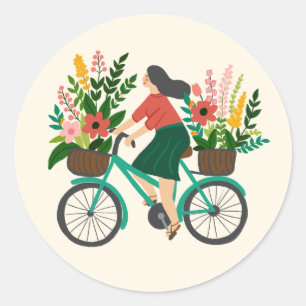 Sticker Rond Vélo Fleur Fille Personnalisé