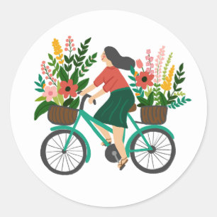 Sticker Rond Vélo Fleur Fille Personnalisé