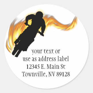 Sticker Rond Vélo Off Road Dirt avec flammes