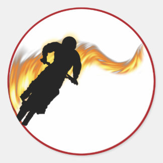 Sticker Rond Vélo Off Road Dirt avec flammes