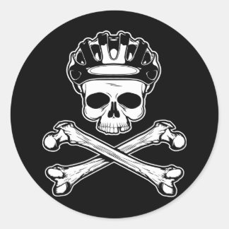 Sticker Rond Vélo ou mourir - Vélo et os croisés