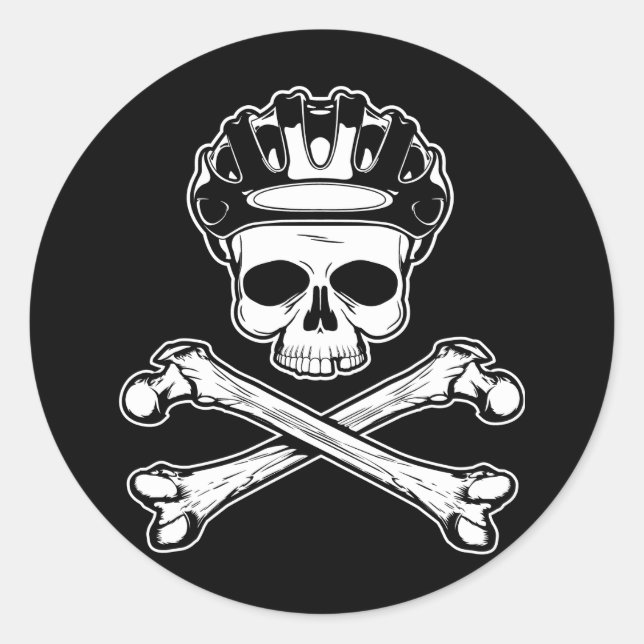 Sticker Rond Vélo ou mourir - Vélo et os croisés (Devant)