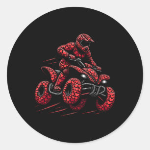 Sticker Rond Vélo Quad 4 roues ATV Heart Vélo pilote garçons Ho
