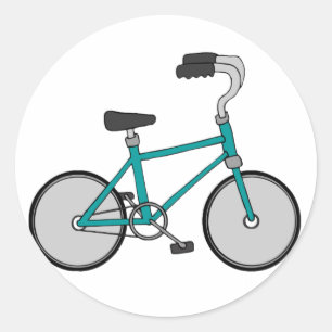 Sticker Rond Vélo Rétro Simple Bleu Bicyclette