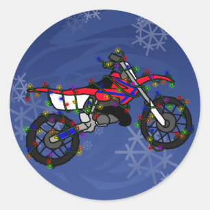 Sticker Rond Vélo rouge de saleté de Noël