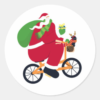 Sticker Rond Vélo Santa Claus