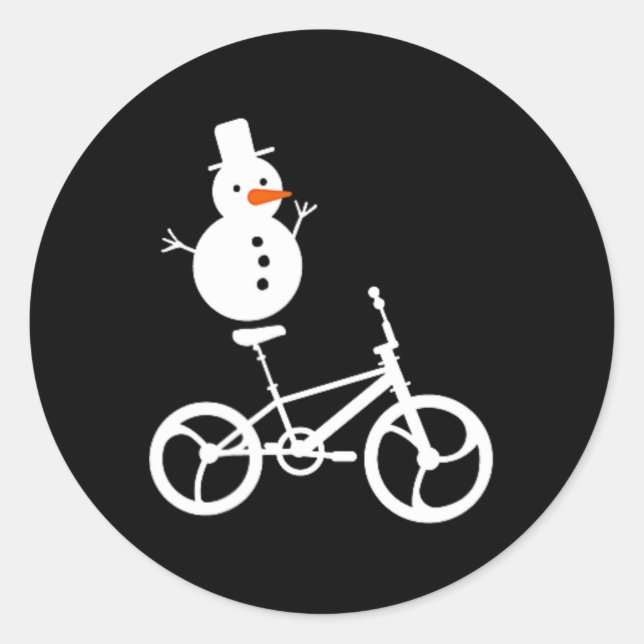 Sticker Rond Vélo Snowman Bmx Noël Hiver Amusant Vélo Sp (Devant)