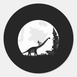 Sticker Rond Vélo sur une silhouette de lune de dinosaure Mtb V